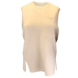MAISON ULLENS TAN SLEEVELESS CASHMERE AND SILK KNIT KYROS TOP